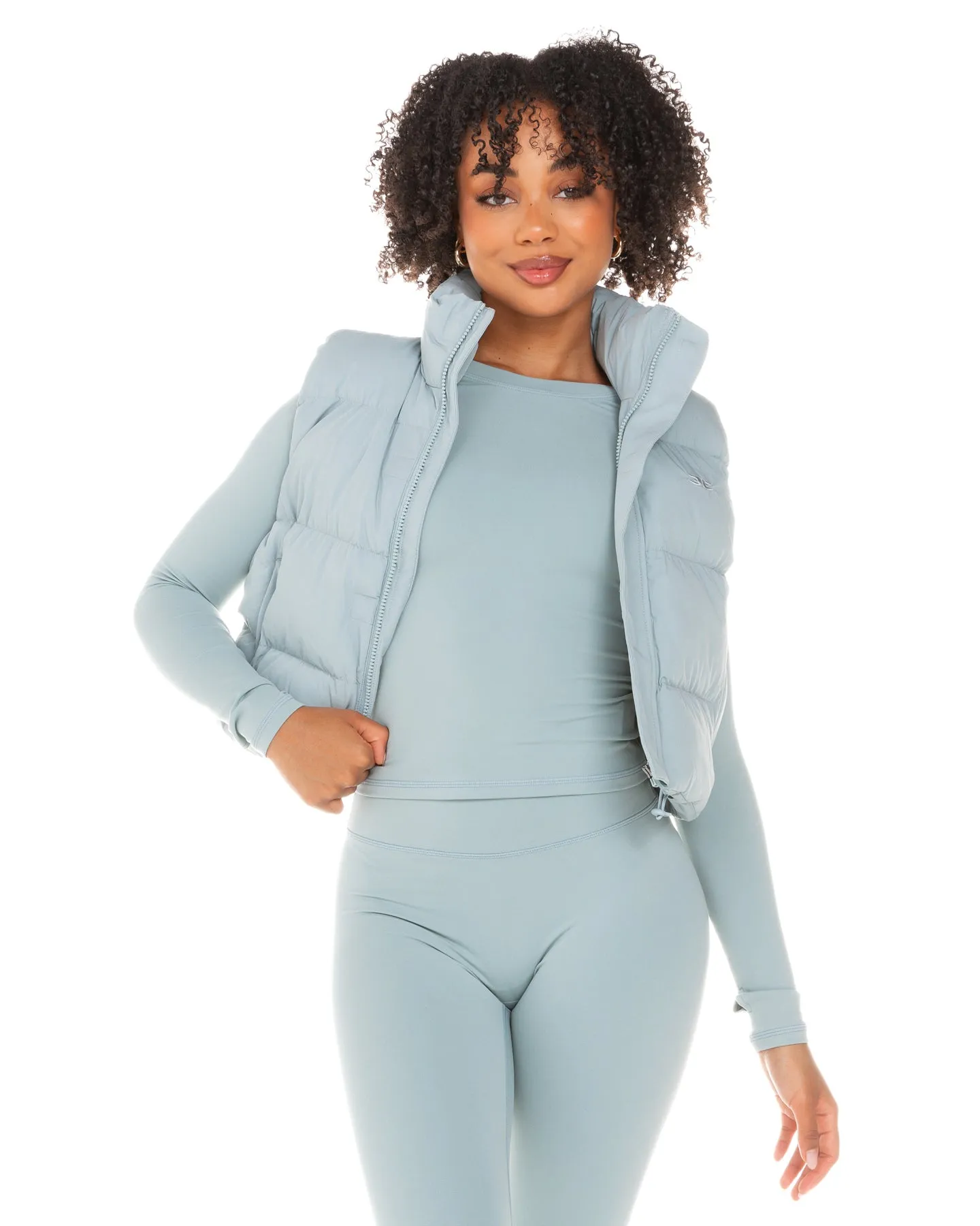 Cropped Puffer Vest - Sea Foam sold by Elite Eleven