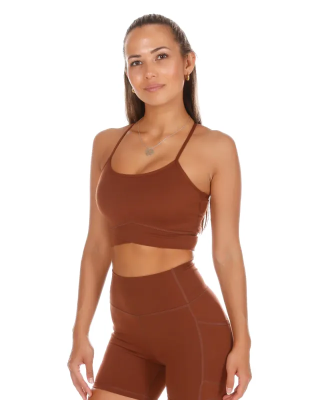 Cross Over Cropped Tank - Cappuccino sold by Elite Eleven