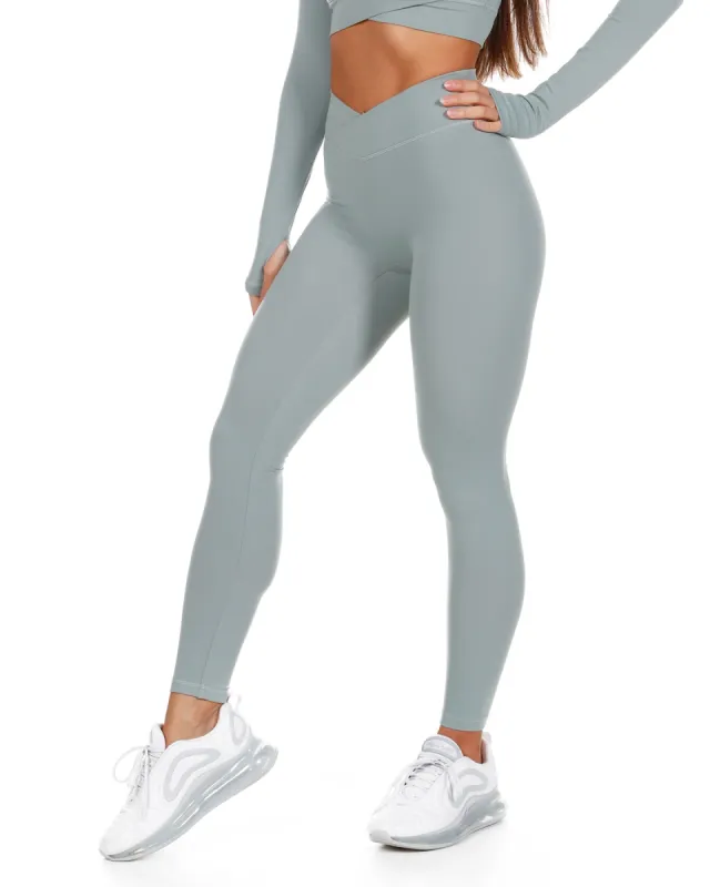 Cross Over Leggings - Pale Sage sold by Elite Eleven