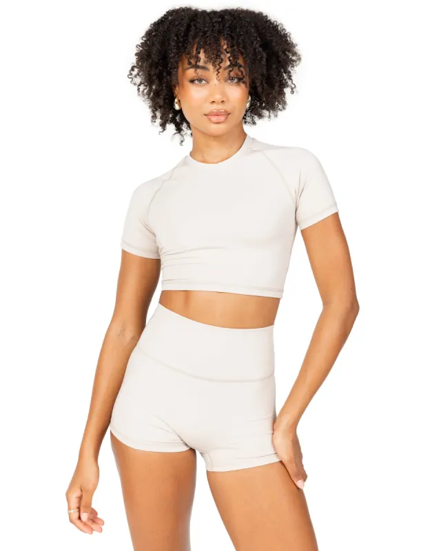 Aura Crop Tee - Oat Latte sold by Elite Eleven