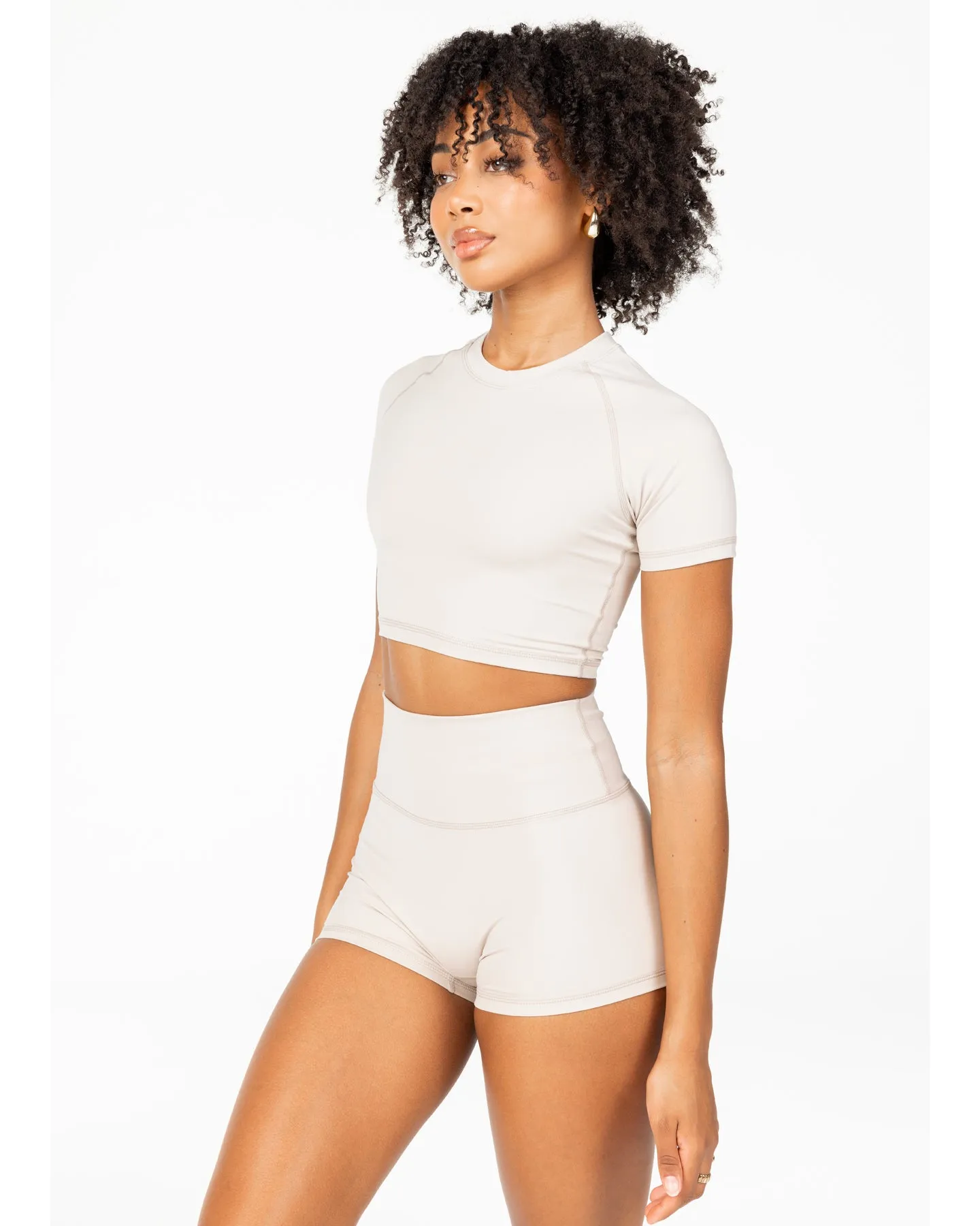Aura Crop Tee - Oat Latte sold by Elite Eleven product image thumbnail 2