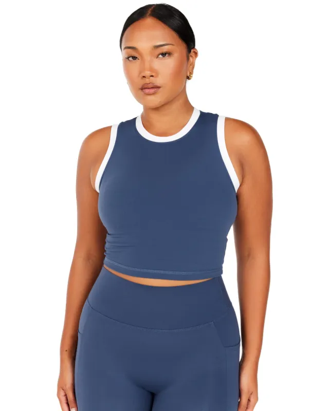 Aura Ringer Tank - Soft Navy / White sold by Elite Eleven