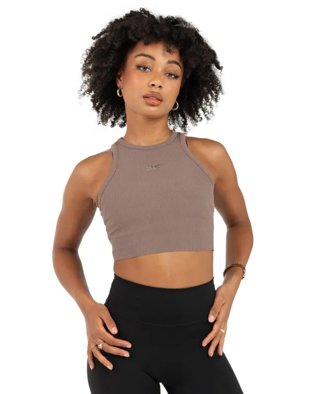 Cropped Ribbed Singlet - Brown sold by Elite Eleven