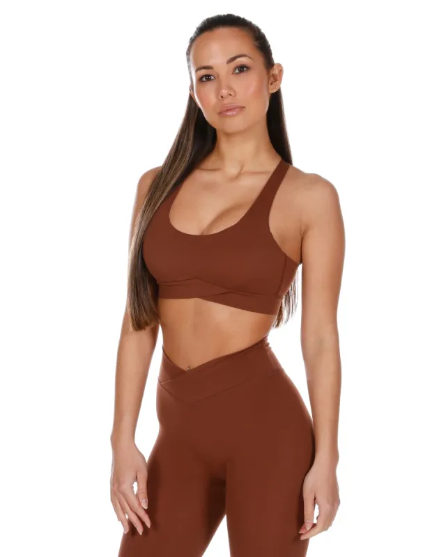 Cross Over Sports Bra - Cappuccino sold by Elite Eleven