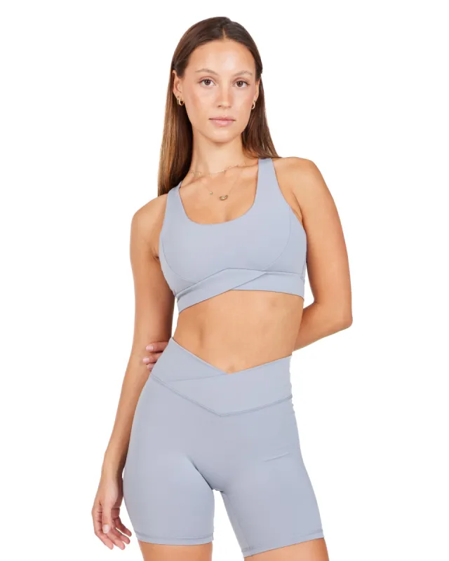 Cross Over Sports Bra - Steel Grey sold by Elite Eleven