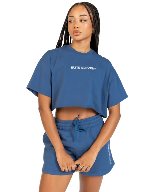 Women's Cropped Registered Tee - Mid Blue sold by Elite Eleven