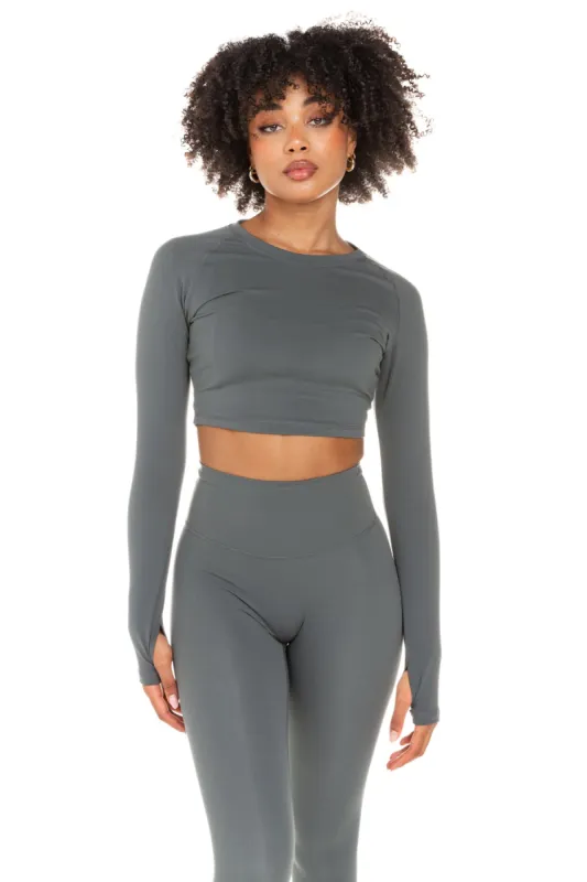 Aura Crop Long Sleeve - Cloud Grey sold by Elite Eleven