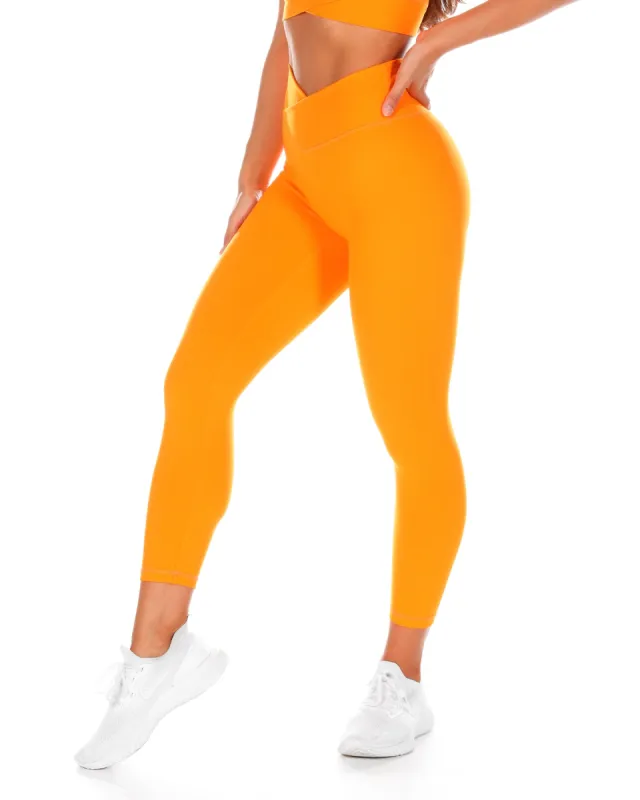 7/8 Cross Over Leggings - Bright Orange sold by Elite Eleven