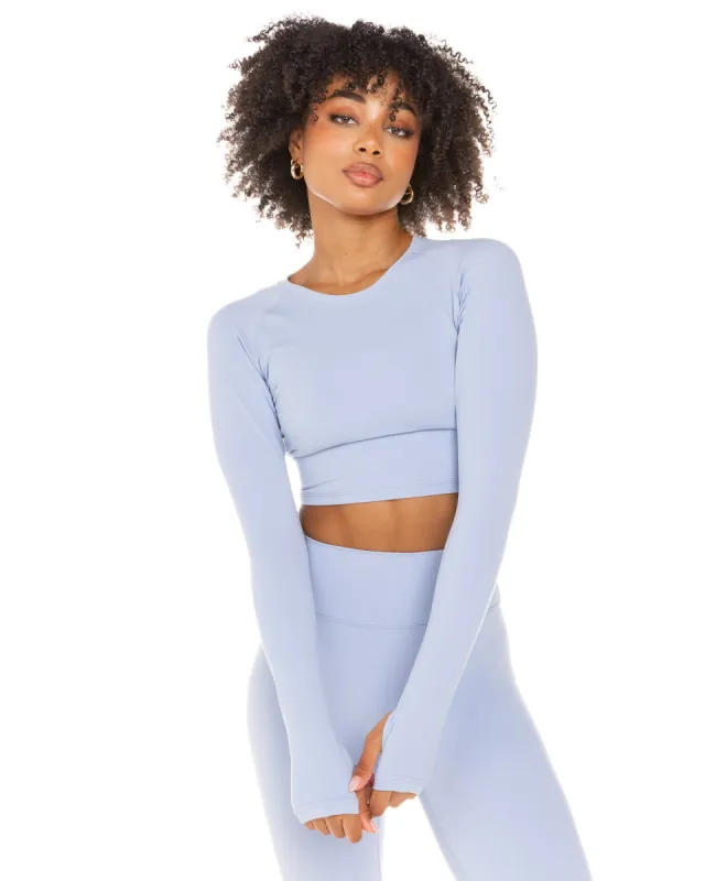 Aura Crop Long Sleeve - Blue Blizzard sold by Elite Eleven