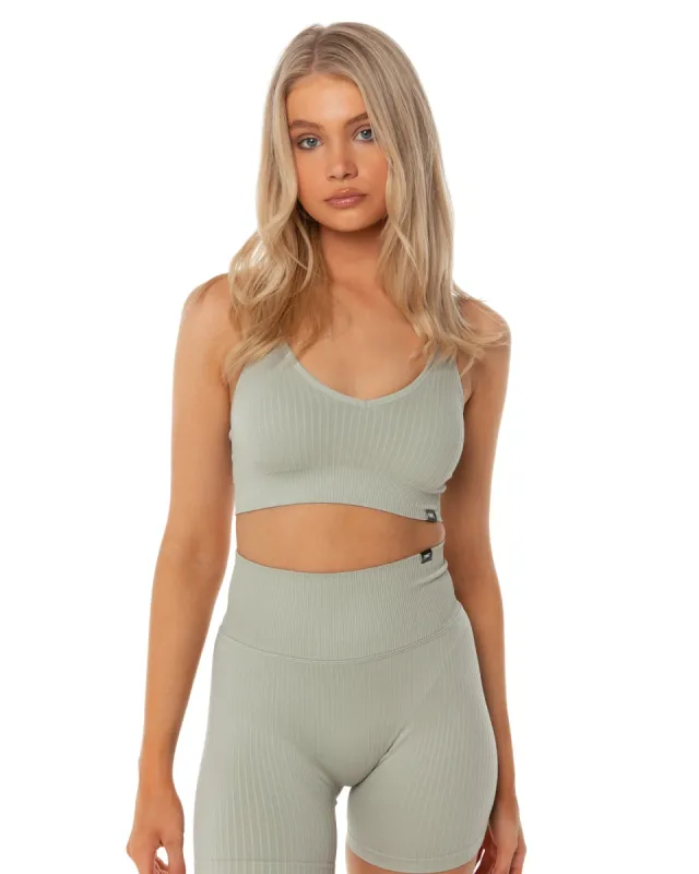 Ribbed Seamless Strappy Bra - Pastel Grey sold by Elite Eleven