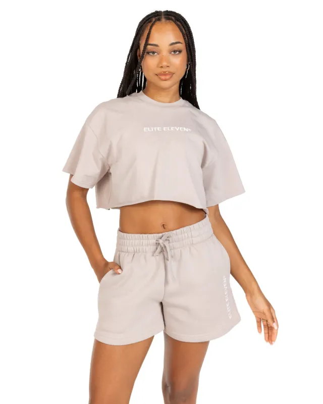 Women's Cropped Registered Tee - Taupe sold by Elite Eleven