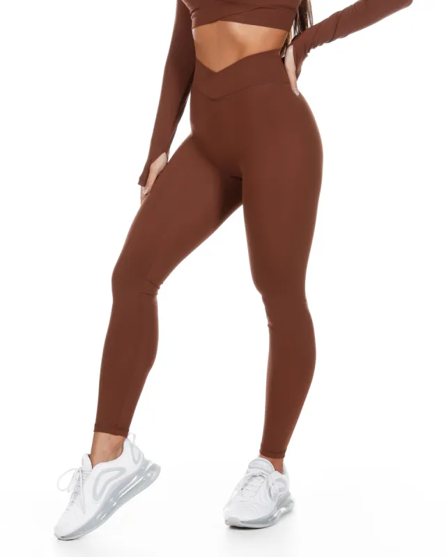Cross Over Leggings - Cappuccino sold by Elite Eleven