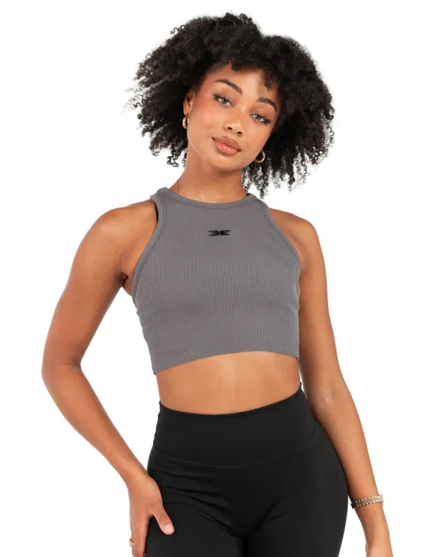 Cropped Ribbed Singlet - Charcoal sold by Elite Eleven