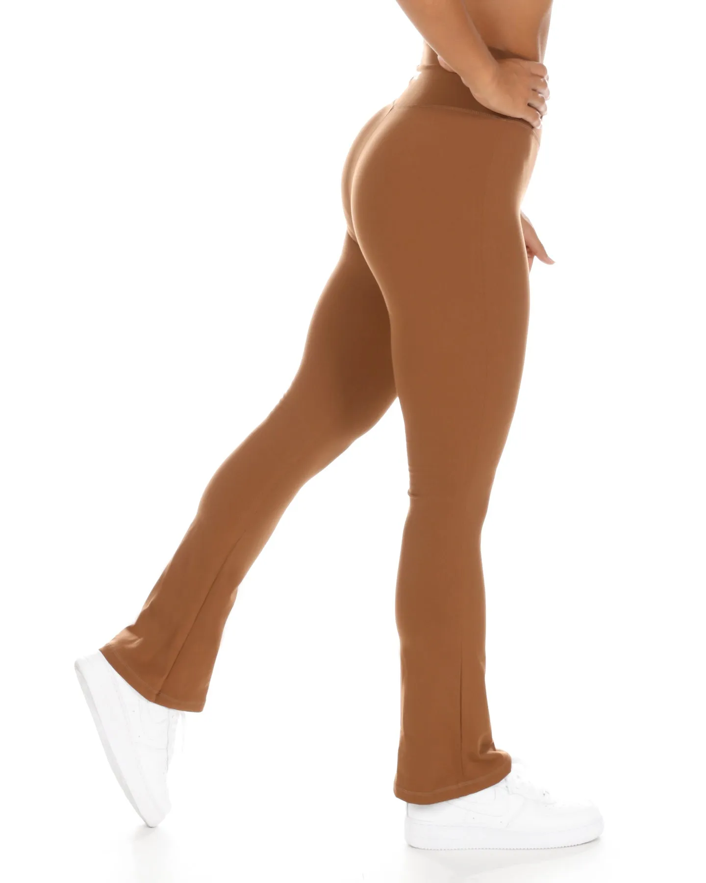 Cross Over Flare Leggings - Mocha sold by Elite Eleven product image thumbnail 3