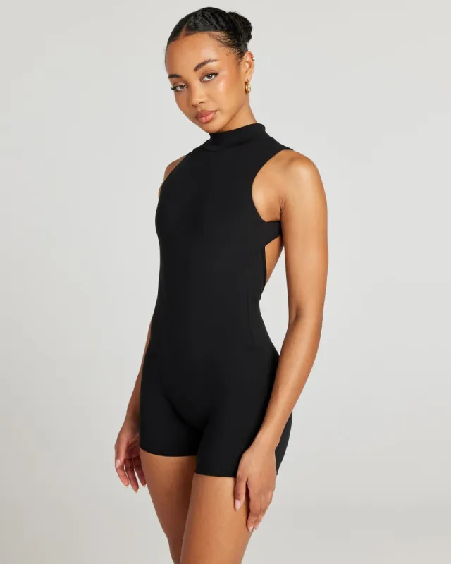 Aura Mock Neck Unitard - Black sold by Elite Eleven