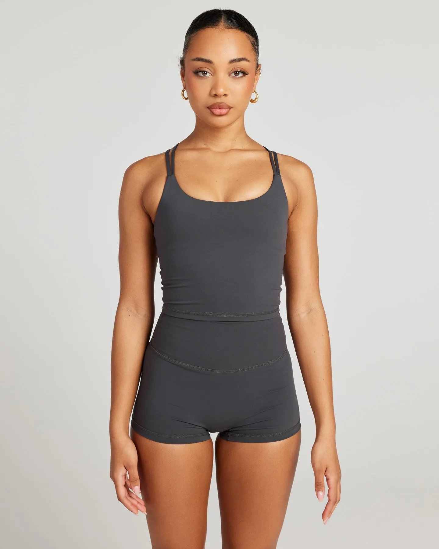 Aura Thin Strap Tank - Charcoal sold by Elite Eleven