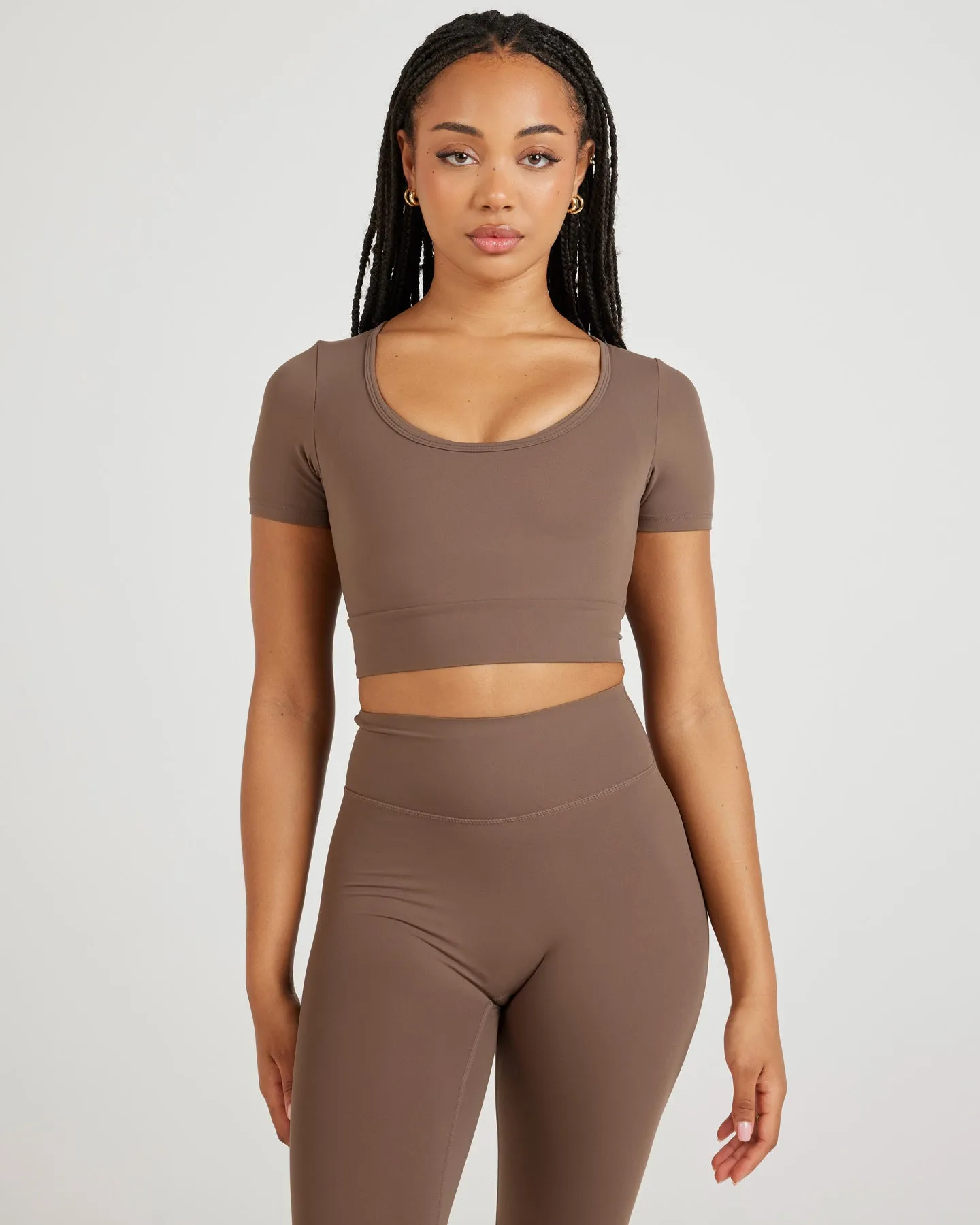 Airey Scoop Crop Tee - Light Brown sold by Elite Eleven