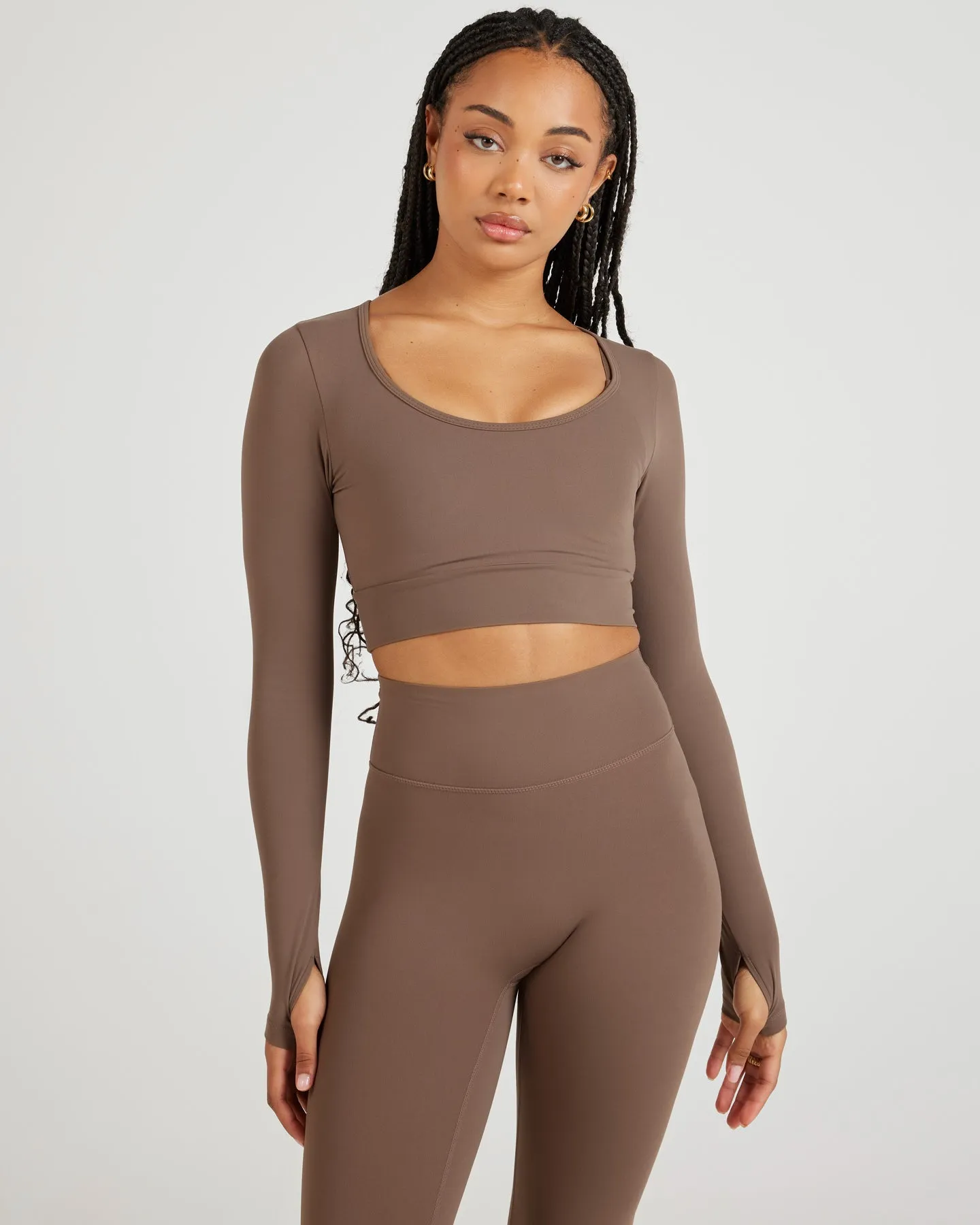 Airey Scoop Crop Long Sleeve - Light Brown sold by Elite Eleven