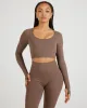 Airey Scoop Crop Long Sleeve - Light Brown sold by Elite Eleven