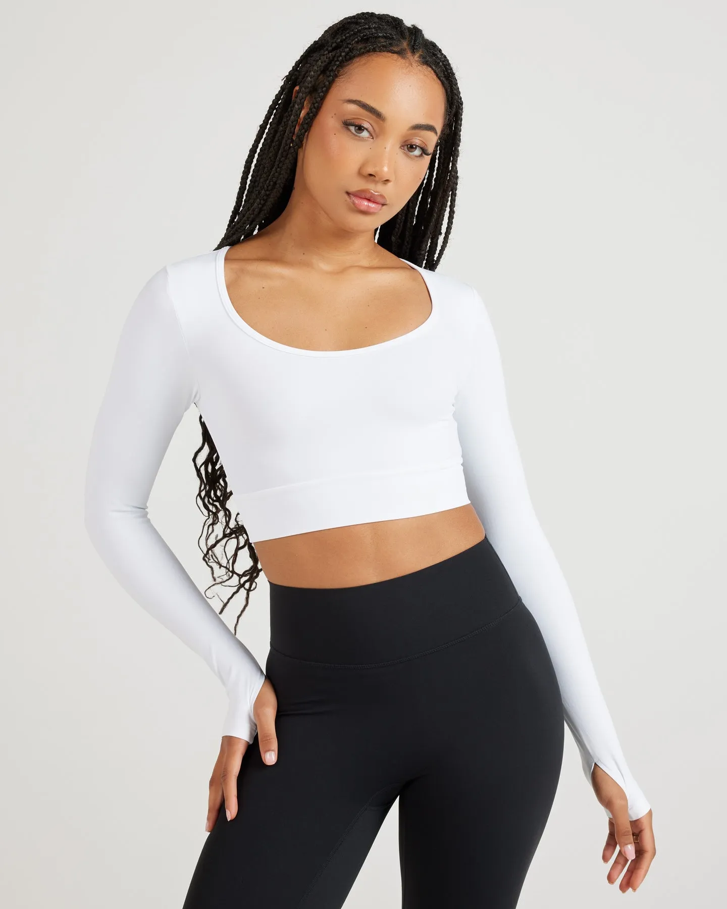 Airey Scoop Crop Long Sleeve - White sold by Elite Eleven product image thumbnail 3