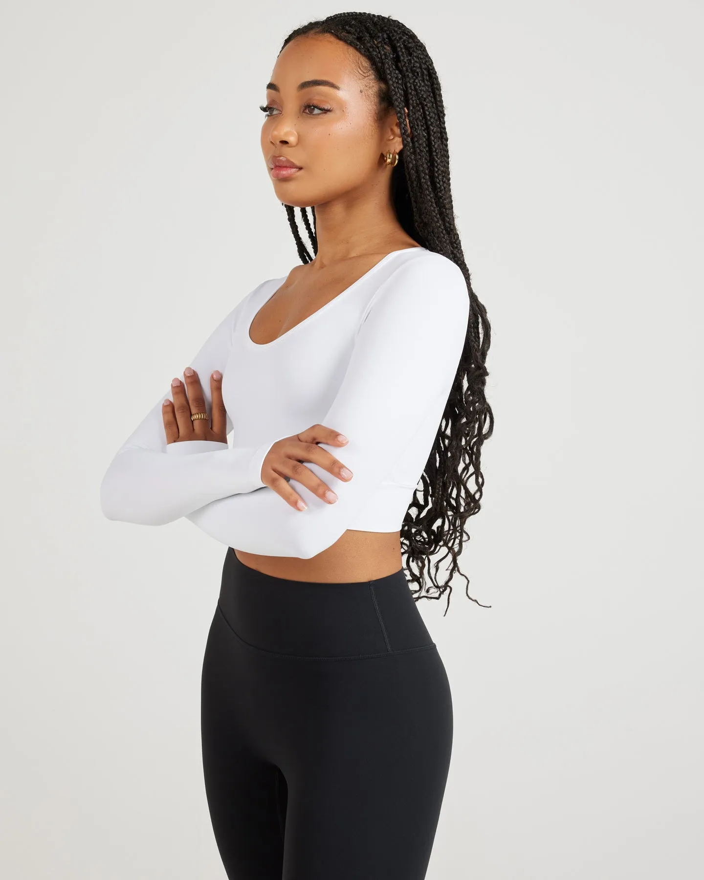 Airey Scoop Crop Long Sleeve - White sold by Elite Eleven product image thumbnail 4