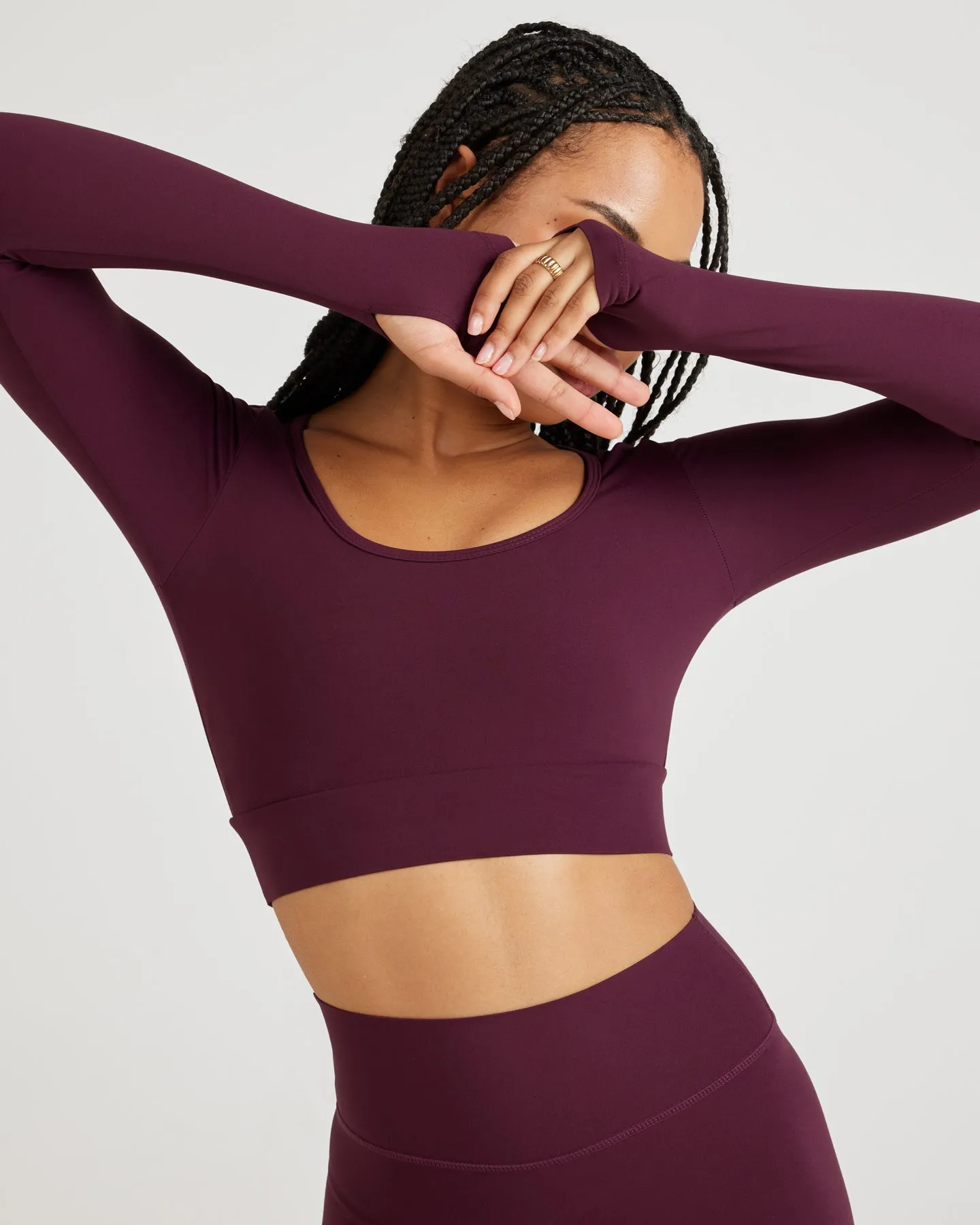Airey Scoop Crop Long Sleeve - Cherry Cola sold by Elite Eleven product image thumbnail 4