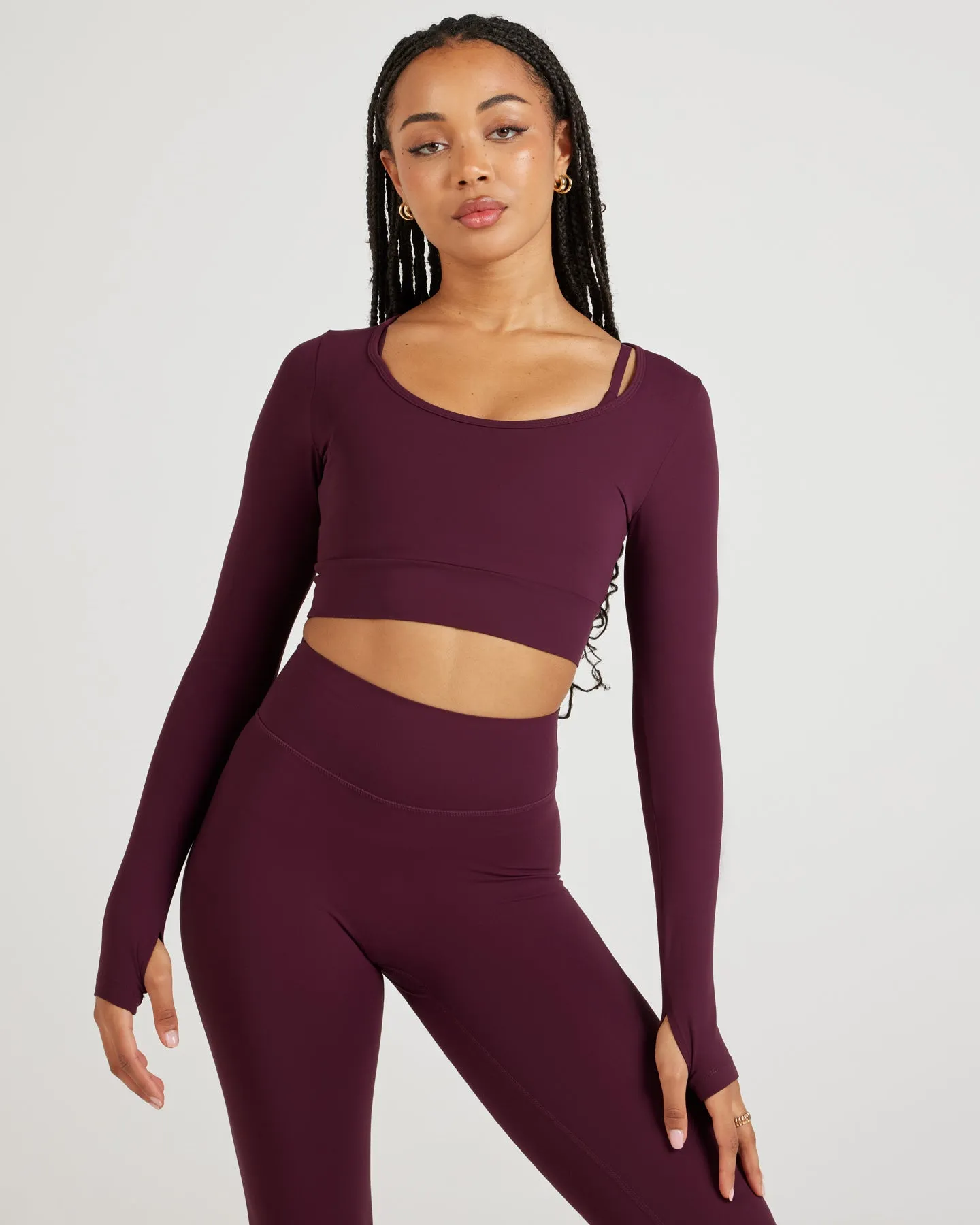 Airey Scoop Crop Long Sleeve - Cherry Cola sold by Elite Eleven
