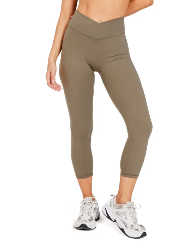 7/8 Cross Over Leggings - Dusty Khaki sold by Elite Eleven