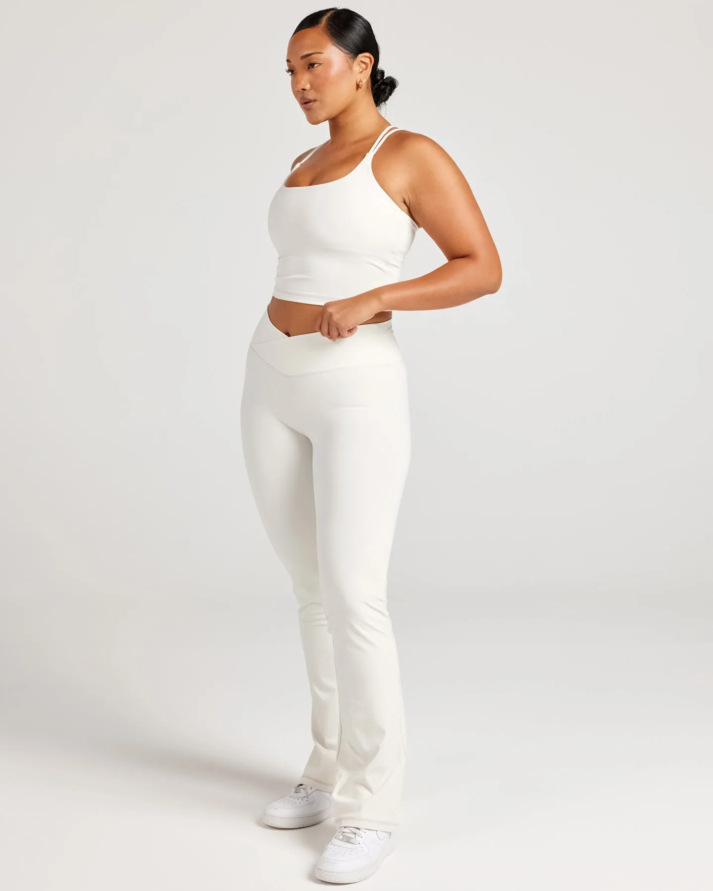 Cross Over Flare Leggings - Vanilla Latte sold by Elite Eleven product image thumbnail 5