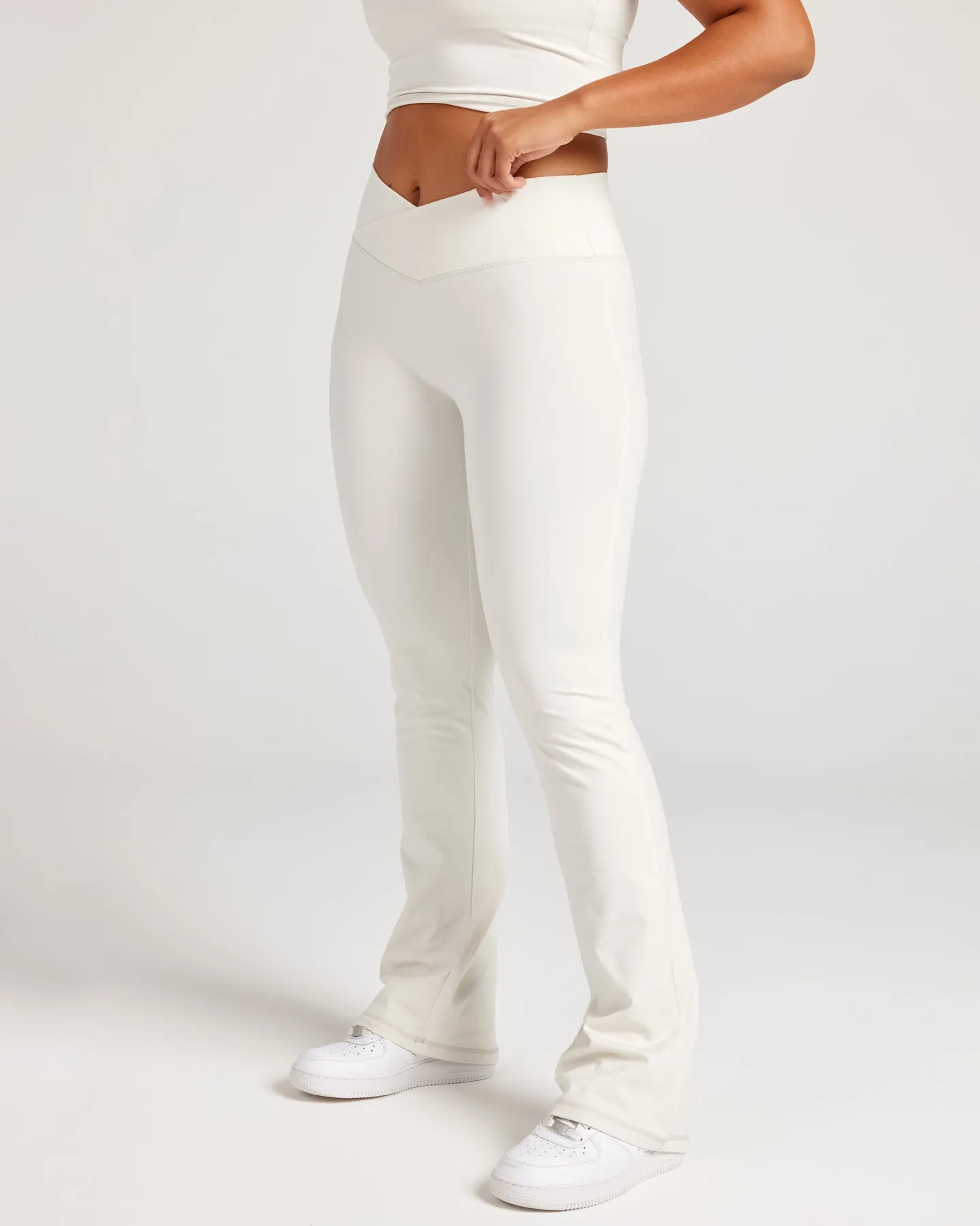 Cross Over Flare Leggings - Vanilla Latte sold by Elite Eleven product image thumbnail 2