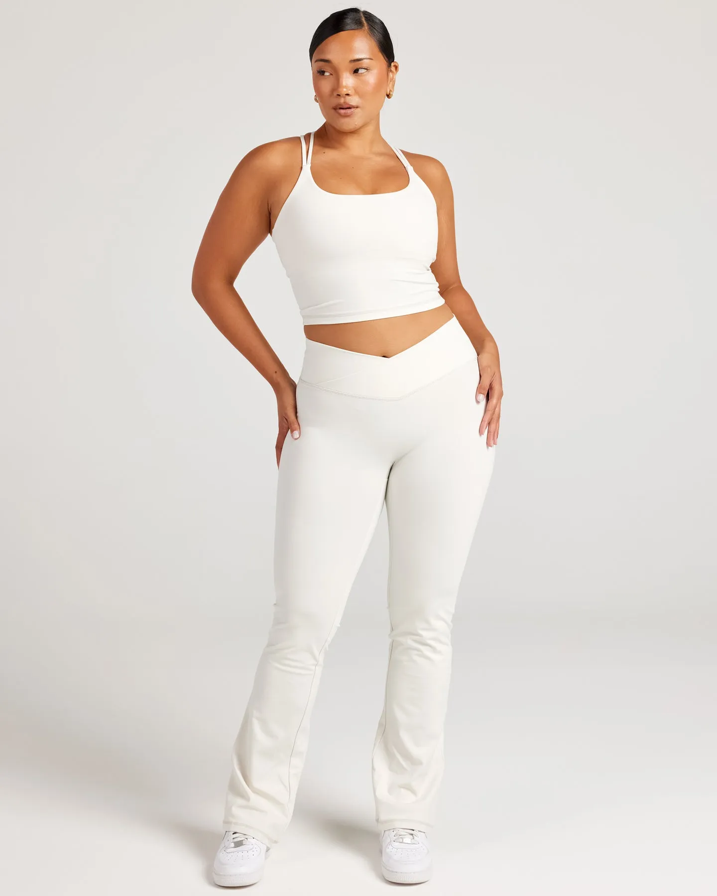 Cross Over Flare Leggings - Vanilla Latte sold by Elite Eleven product image thumbnail 4