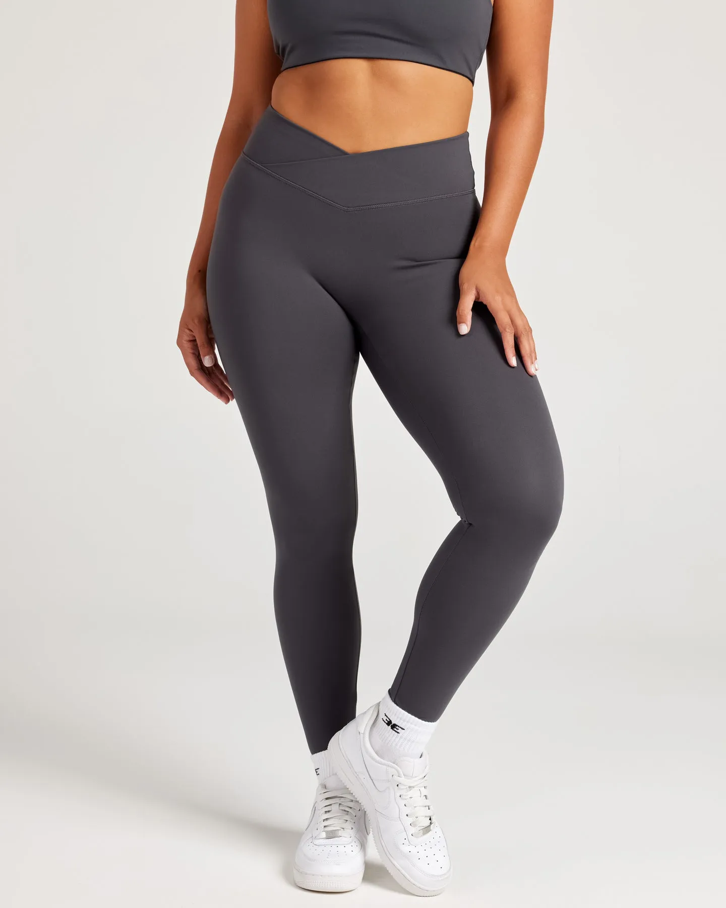 Cross Over Leggings - Charcoal sold by Elite Eleven