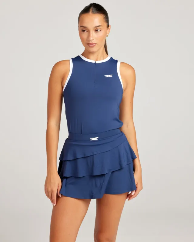 Women’s Ace Zip Tank V3 - Navy sold by Elite Eleven
