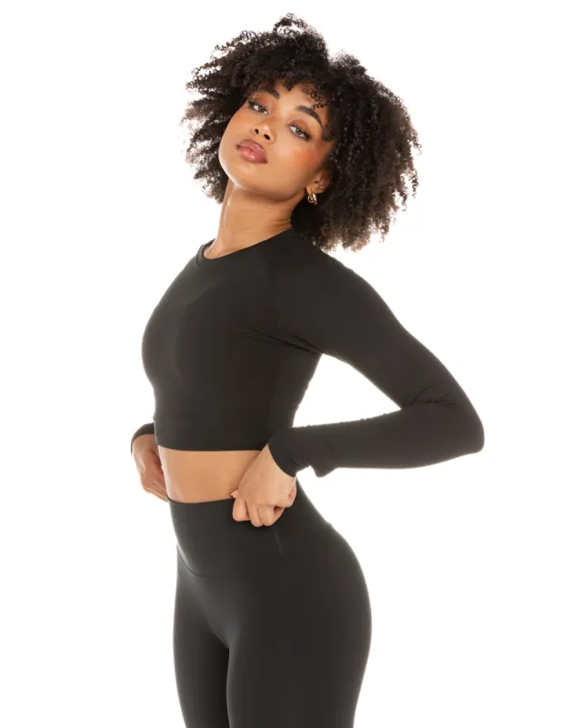 Aura Crop Long Sleeve - Black sold by Elite Eleven