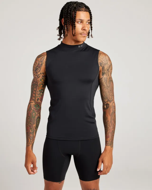 Men's ProForm Mock Neck Tank - Black sold by Elite Eleven