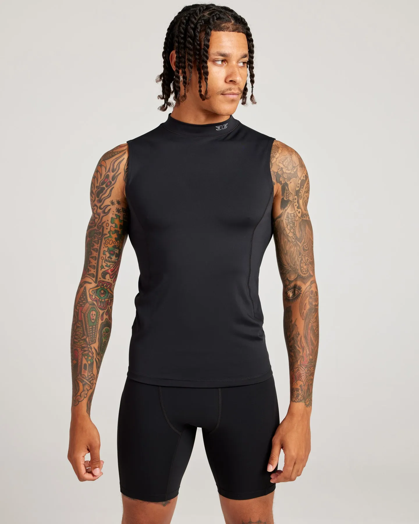 Men's ProForm Mock Neck Tank - Black sold by Elite Eleven