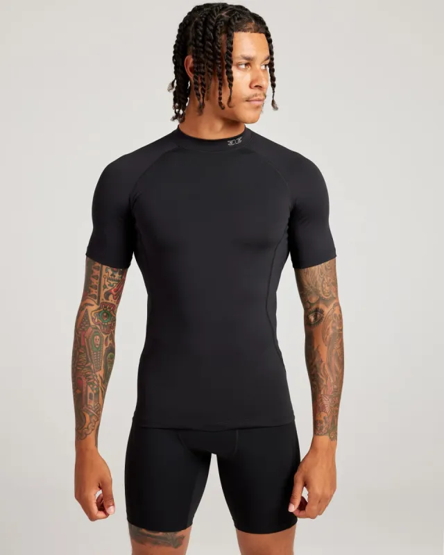 Men's ProForm Mock Neck Tee - Black sold by Elite Eleven