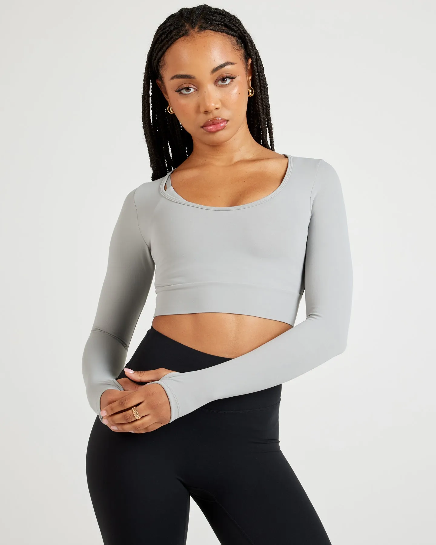 Airey Scoop Crop Long Sleeve - Moon Grey sold by Elite Eleven