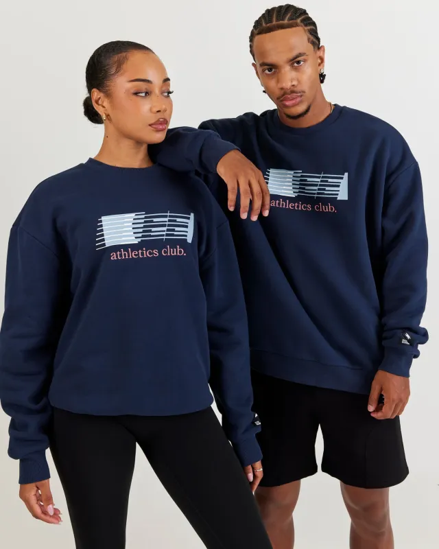 Athletics Club Block Crewneck - Navy sold by Elite Eleven