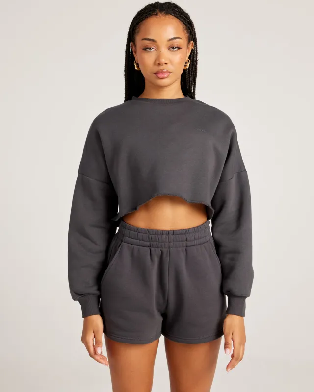 Omni Cropped Crewneck - Charcoal/Charcoal sold by Elite Eleven
