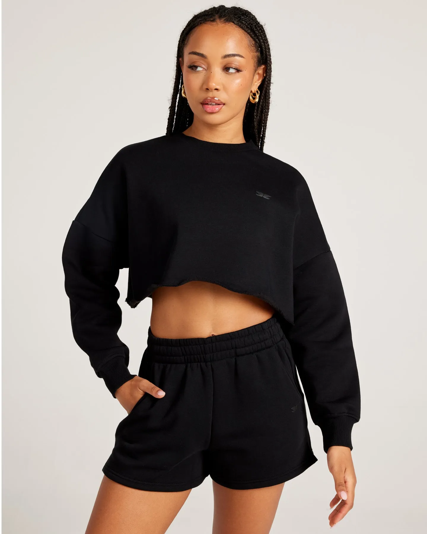 Omni Cropped Crewneck - Black/Black sold by Elite Eleven