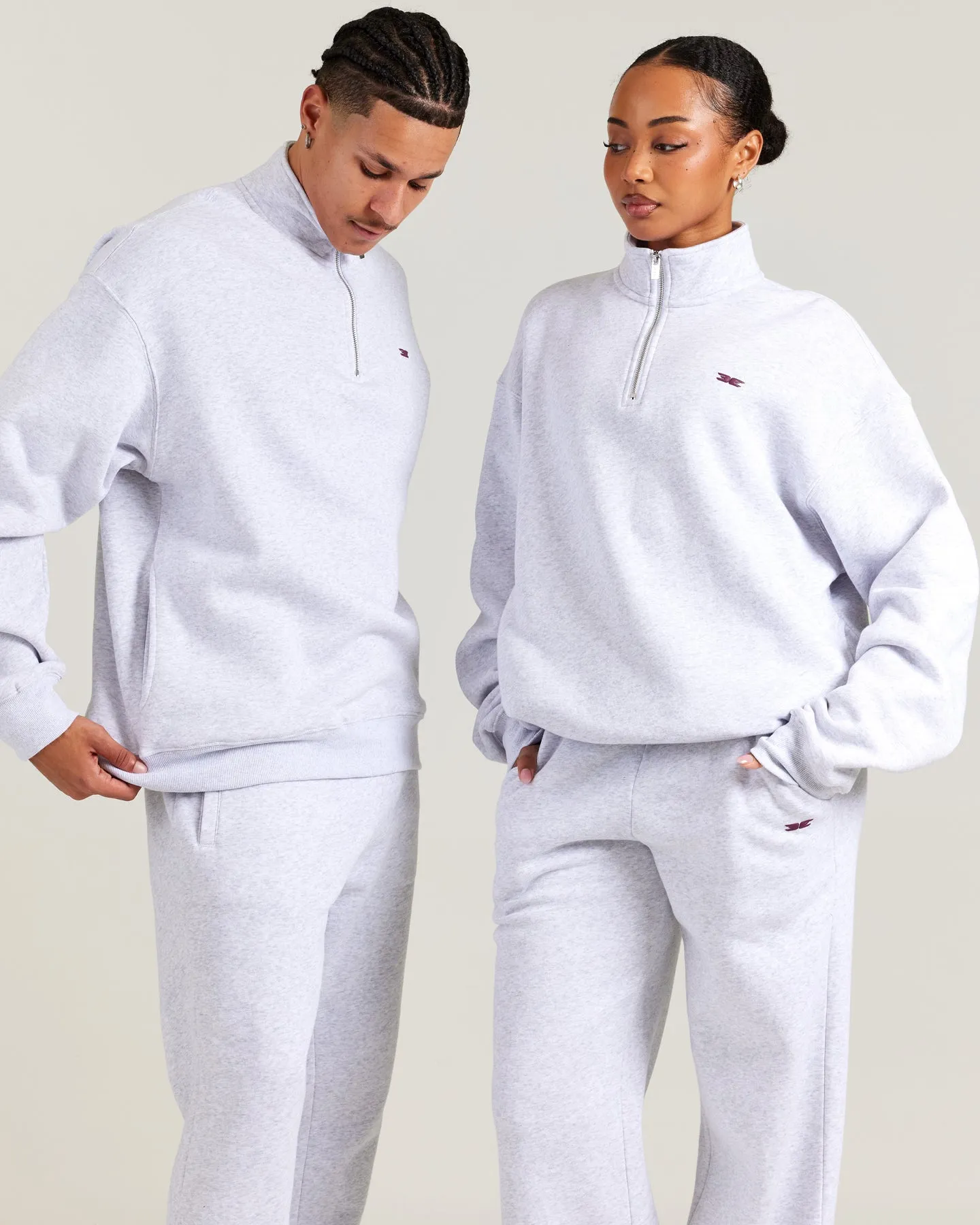 Omni Unisex 1/4 Zip - Grey Marle/Cherry Cola sold by Elite Eleven