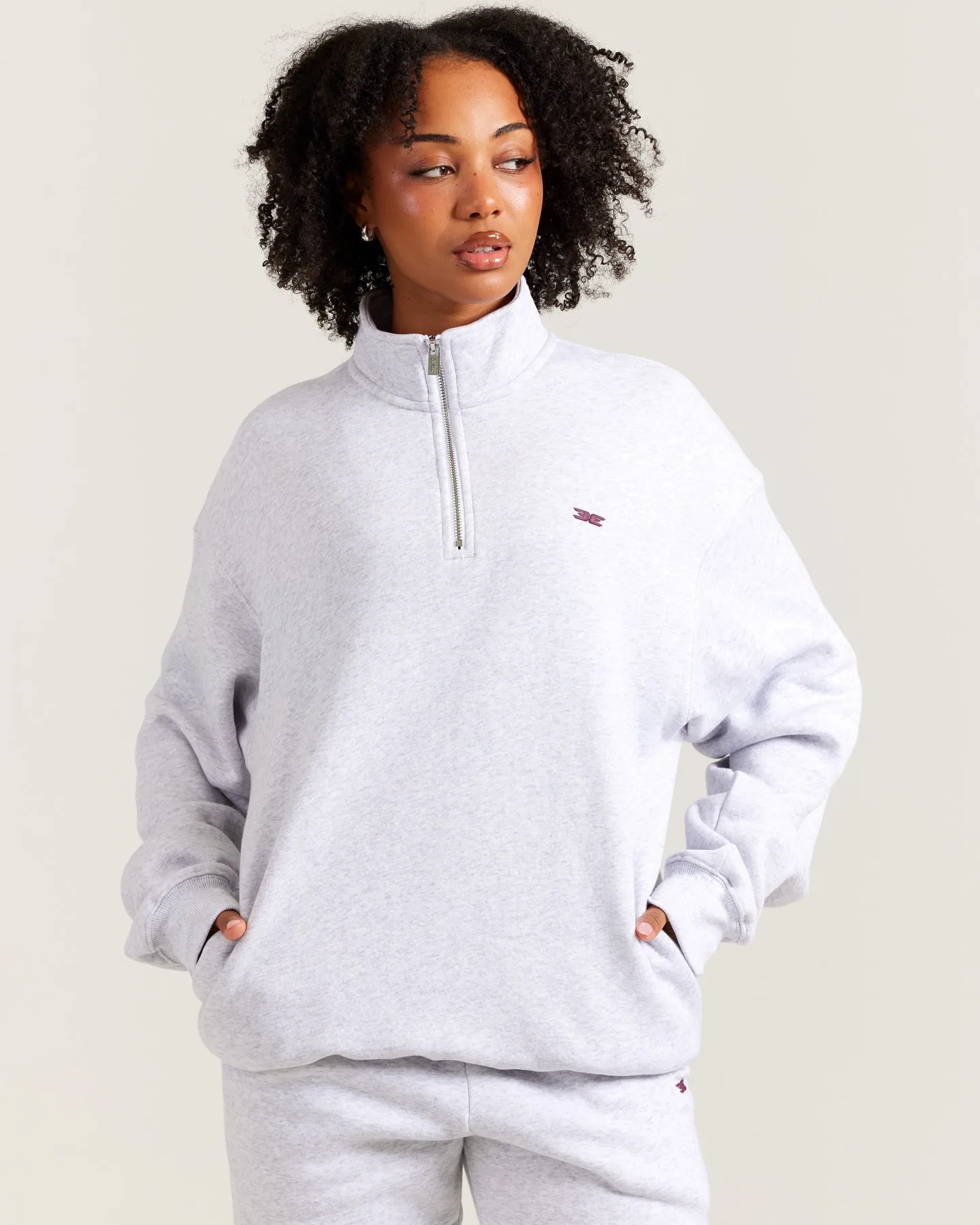 Omni Unisex 1/4 Zip - Grey Marle/Cherry Cola sold by Elite Eleven product image thumbnail 2