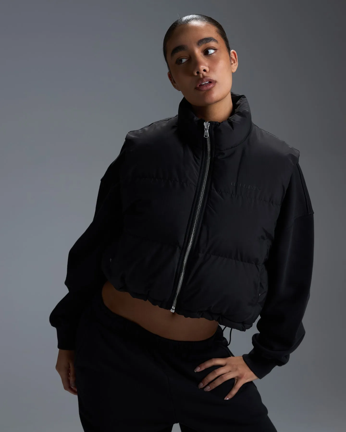 Premium Cropped Puffer Vest - Black sold by Elite Eleven