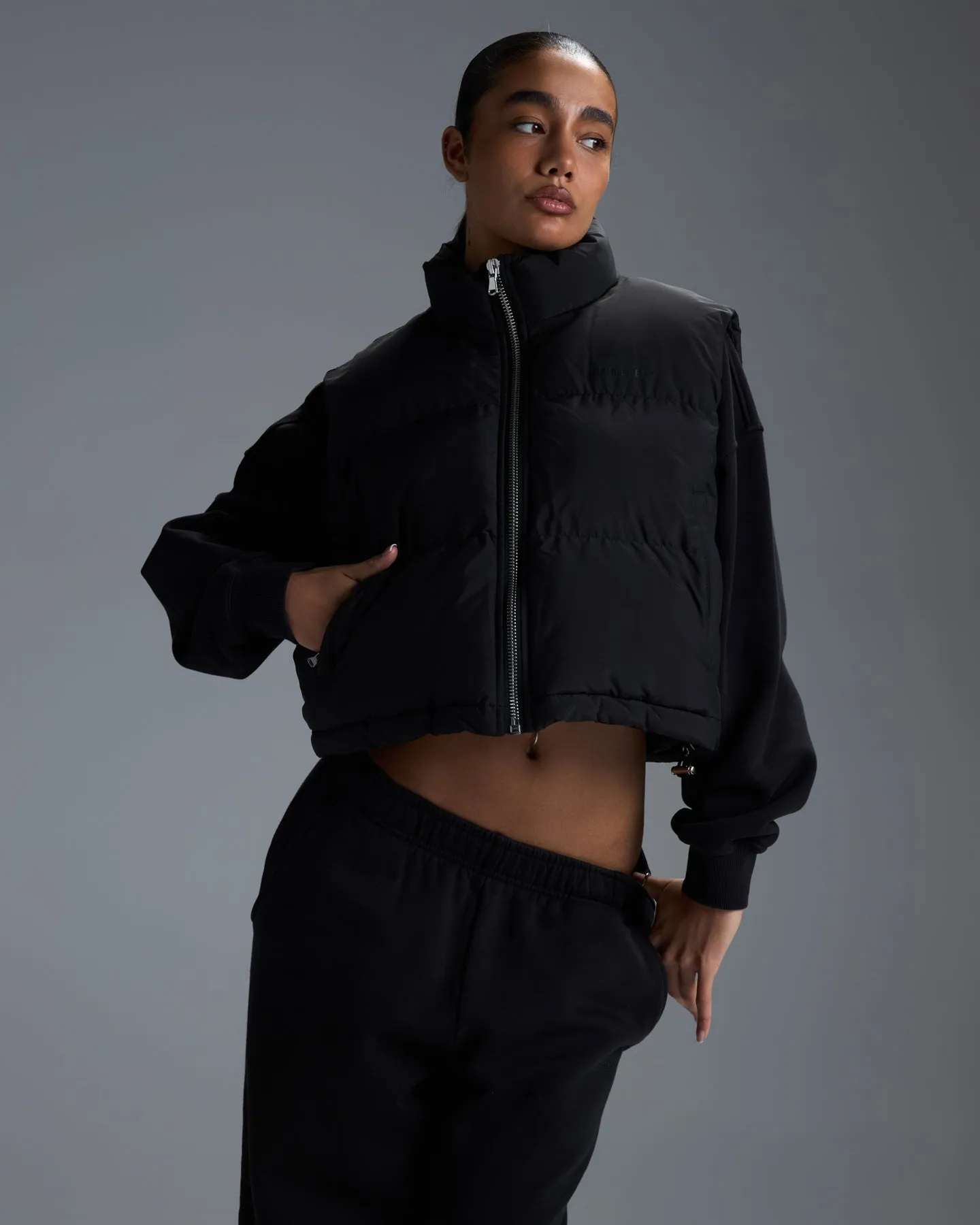 Premium Cropped Puffer Vest - Black sold by Elite Eleven product image thumbnail 3