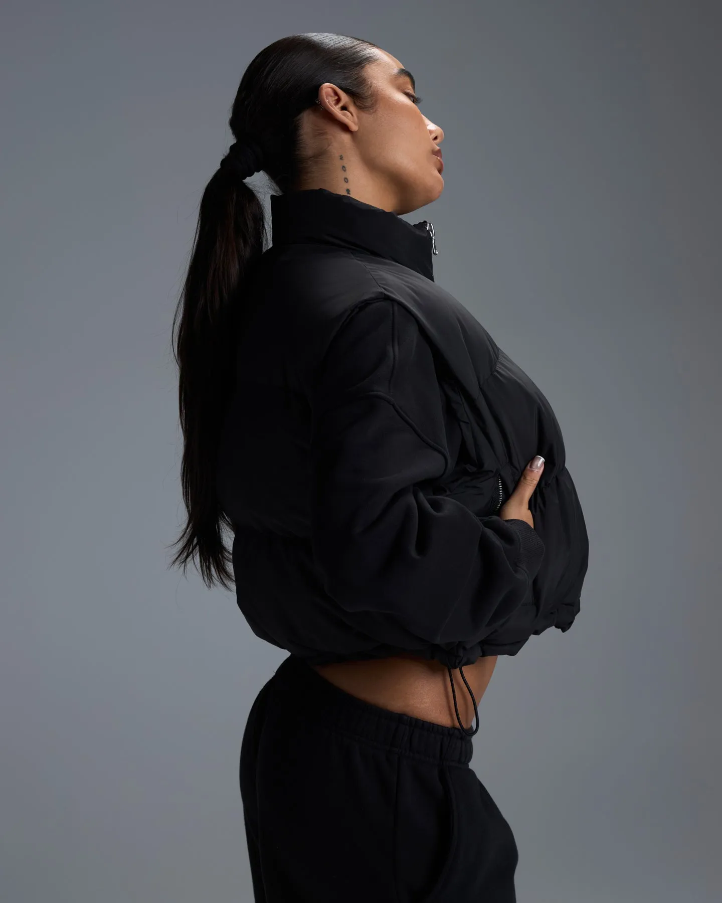 Premium Cropped Puffer Vest - Black sold by Elite Eleven product image thumbnail 2
