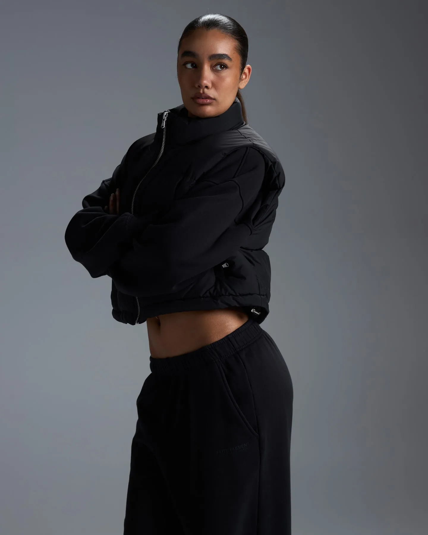 Premium Cropped Puffer Vest - Black sold by Elite Eleven product image thumbnail 4