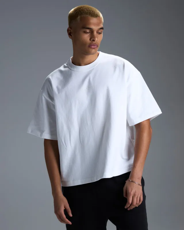 Men's Premium Oversized Cotton Boxy Tee - White sold by Elite Eleven