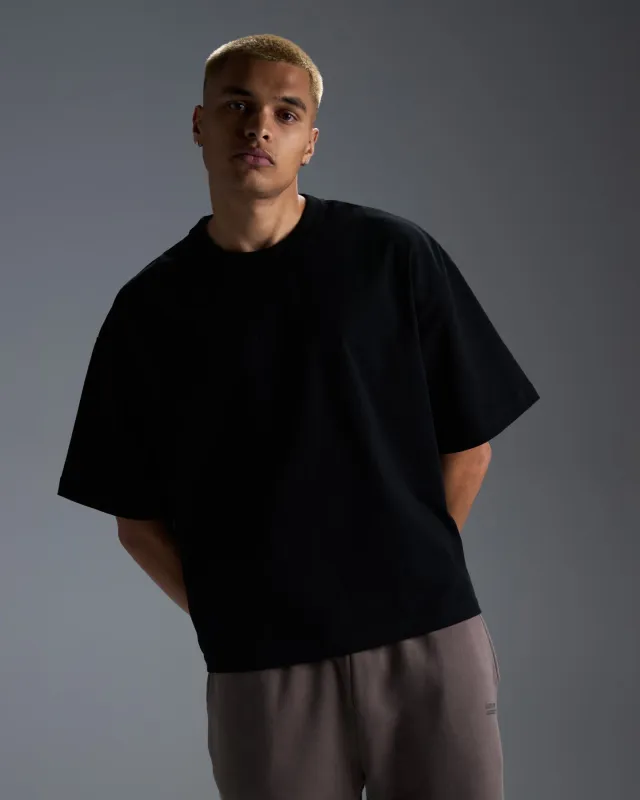 Men's Premium Oversized Cotton Boxy Tee - Black sold by Elite Eleven