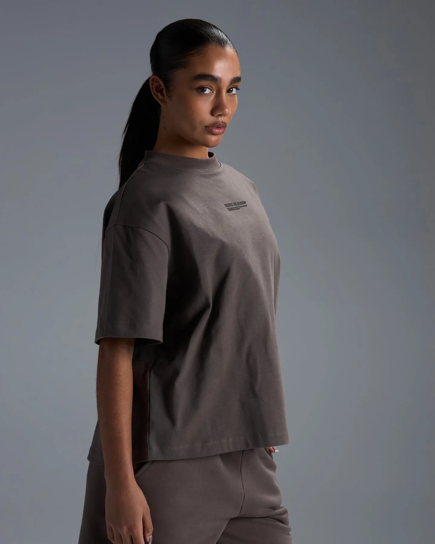 Women's Premium Oversized Cotton Boxy Tee - Dark Taupe sold by Elite Eleven product image thumbnail 3